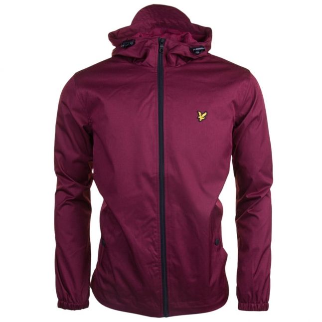 Mens Claret Marl Zip Through Hooded Jacket