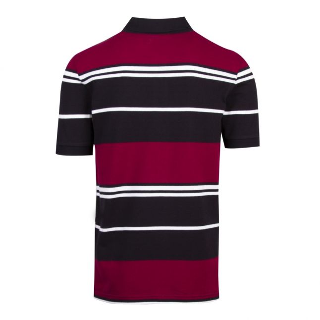 Mens Black/Red Block Stripe S/s Polo Shirt