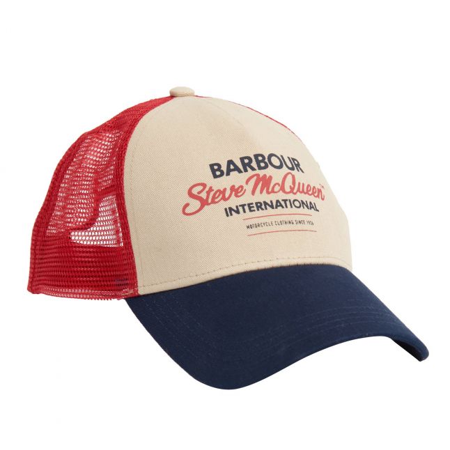 Mens Barbour International Navy/Red Stone SMQ Trucker Cap