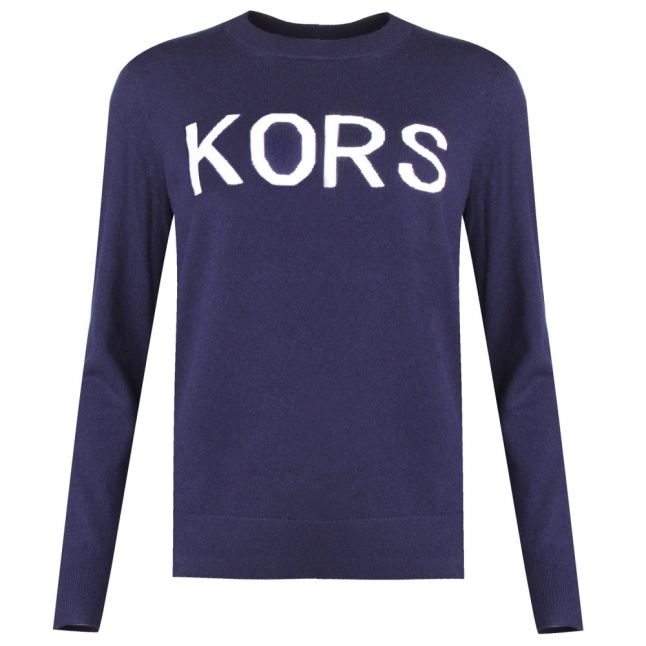 Womens True Navy Kors Crew Neck Knitted Top