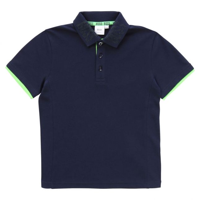 Boys Navy Small Patch Tipped S/s Polo Shirt