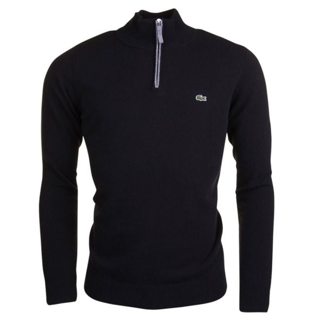 Mens Black & Grey Half Zip Knitted Jumper