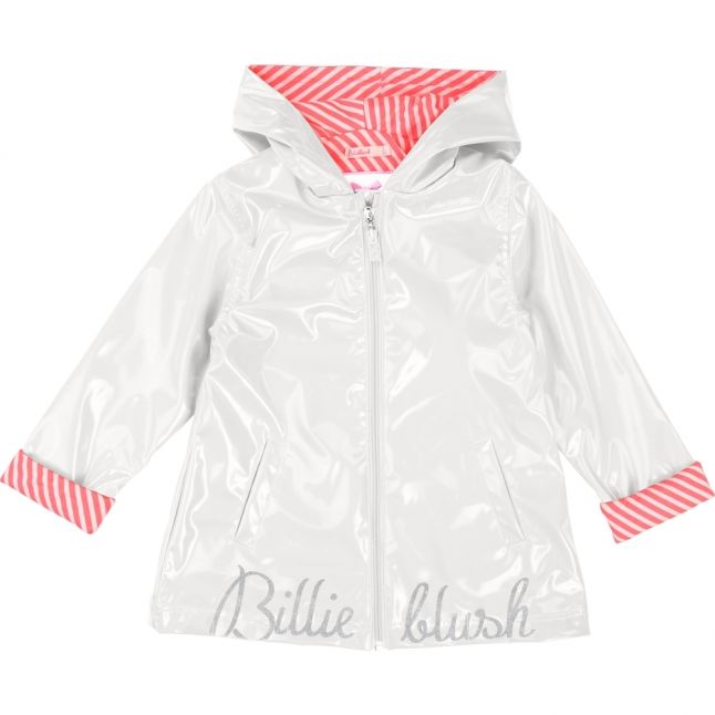 Girls Ivory High Shine Branded Raincoat