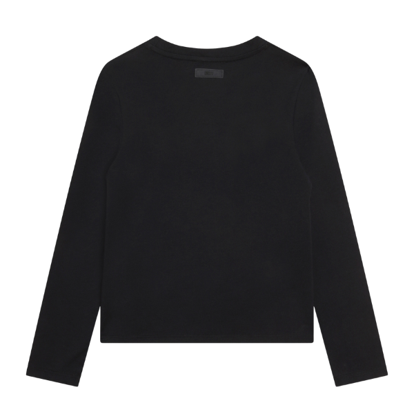 Girls Black Logo L/s T Shirt