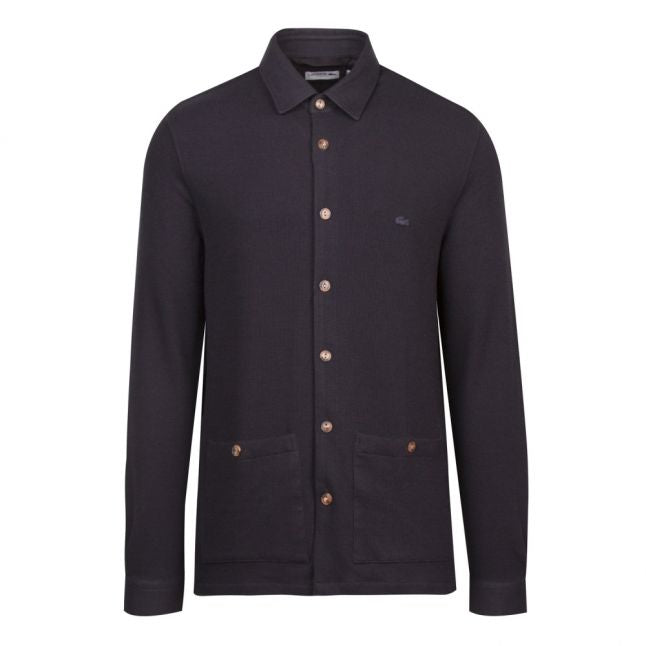 Mens Navy Branded Knitted Overshirt