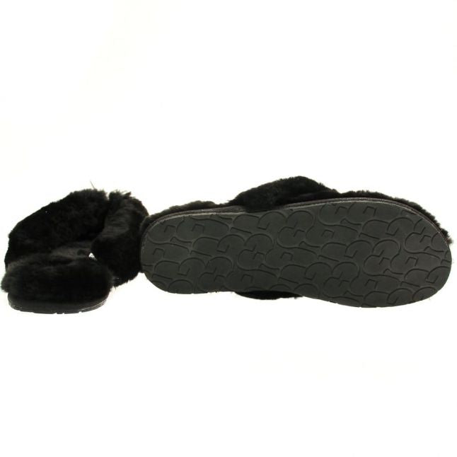 Womens Black Fluff Flip Flop II Slippers