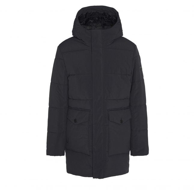 Mens Black Sutley Quilted Hood Coat