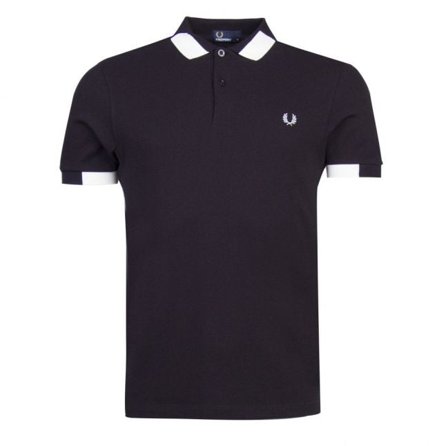 Mens Black Block Tipped S/s Polo Shirt