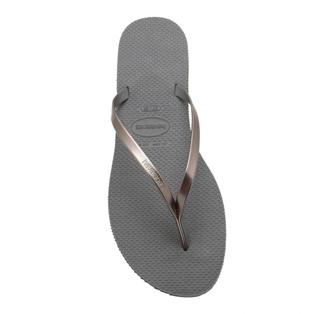 Womens Steel Grey You Metallic Flip Flops