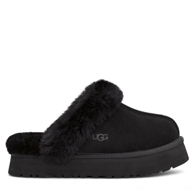 Womens UGG Black Disquette Slippers