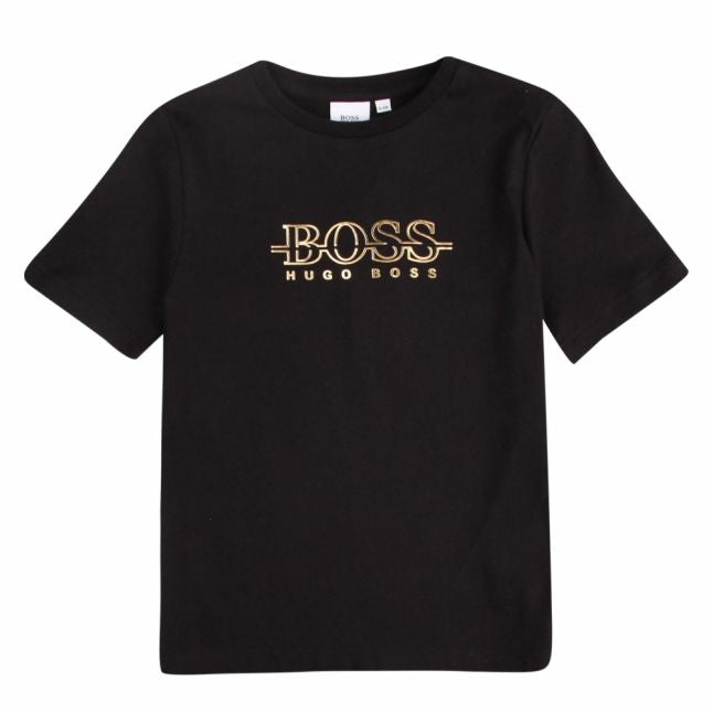 Boys Black/Gold Branded S/s T Shirt