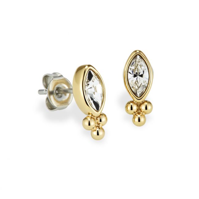 Womens	Gold Dainty Marquise Stud Earrings