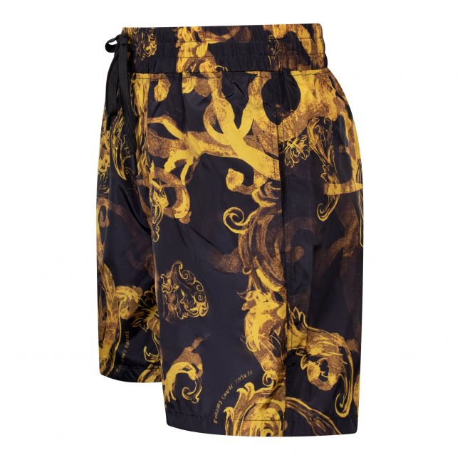 Mens Black/Gold Watercolour Baroque Shorts