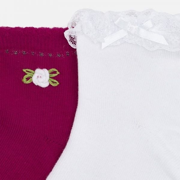 Girls Strawberry Frill & Flower 2 Pack Socks