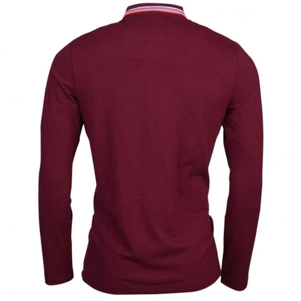 Green Mens Burgundy Plisy L/s Polo Shirt