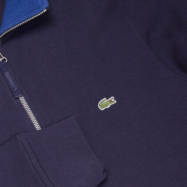 Mens Navy 1/2 Zip Funnel Neck Sweat Top