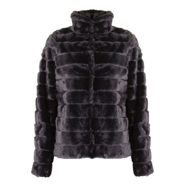 Womens Black Vifarry Faux Fur Jacket