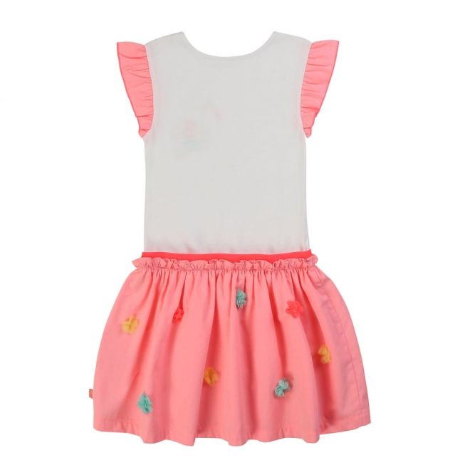 Girls White/Pink Flamingo Cone Dress