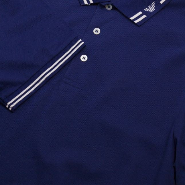 Mens Blue Tipped Logo S/s Polo Shirt