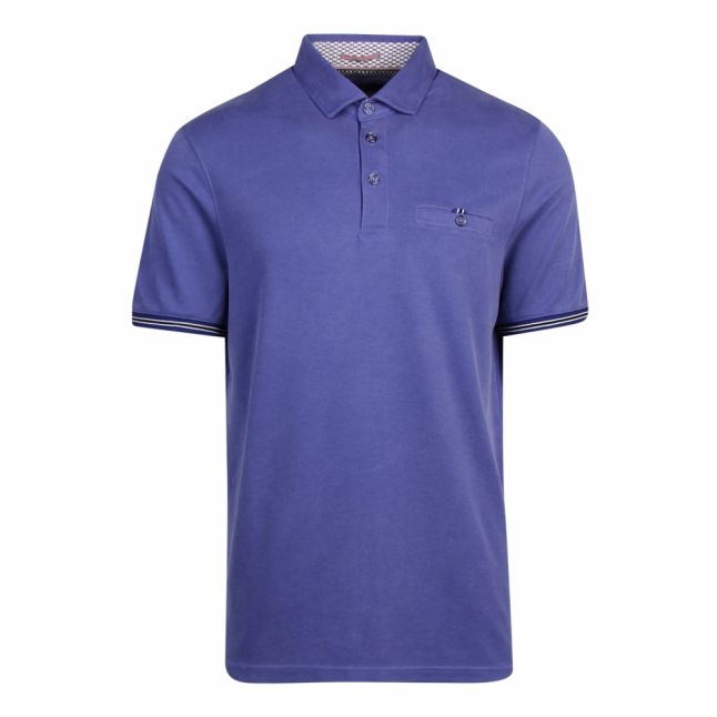 Mens Blue Earbus Tipped Sleeve S/s Polo Shirt