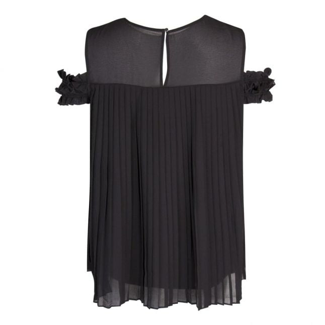 Womens Black Vimillie Pleated Top