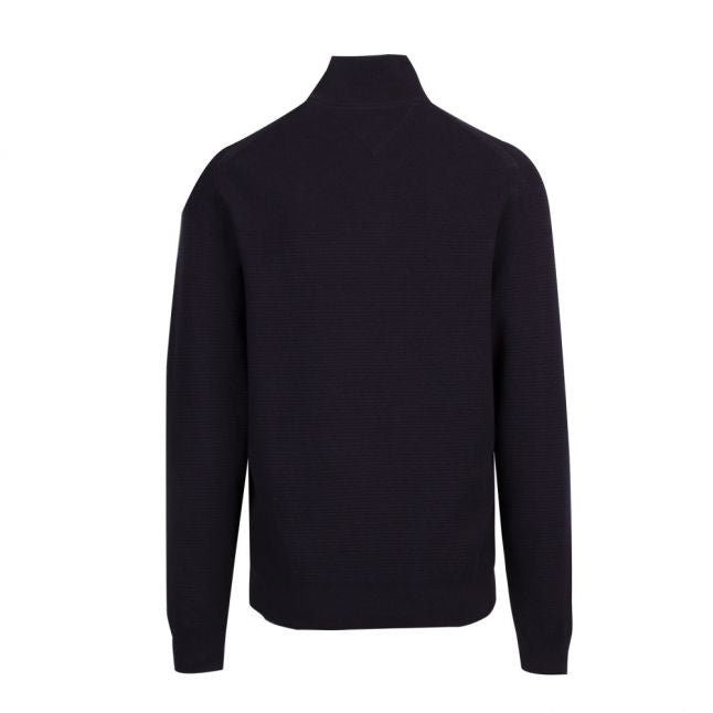 Mens Desert Sky Navy Button Funnel Neck Knitted Jumper