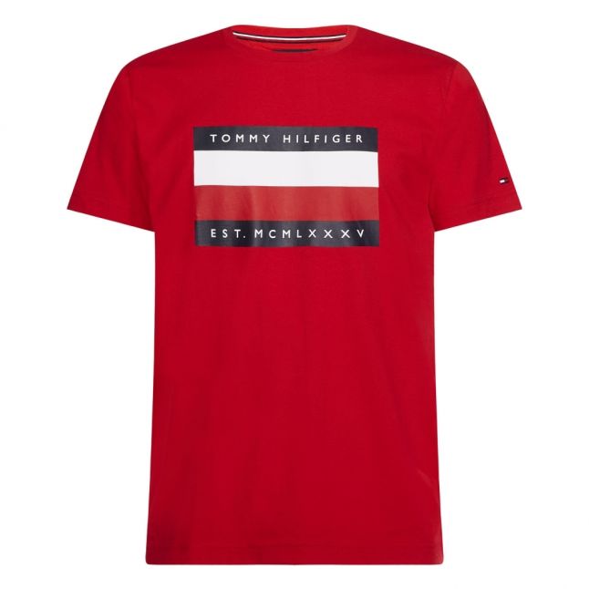 Mens Primary Red Corp Logo Stripe S/s T Shirt