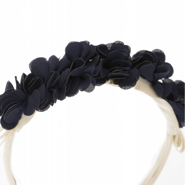 Girls Navy Flower Headband