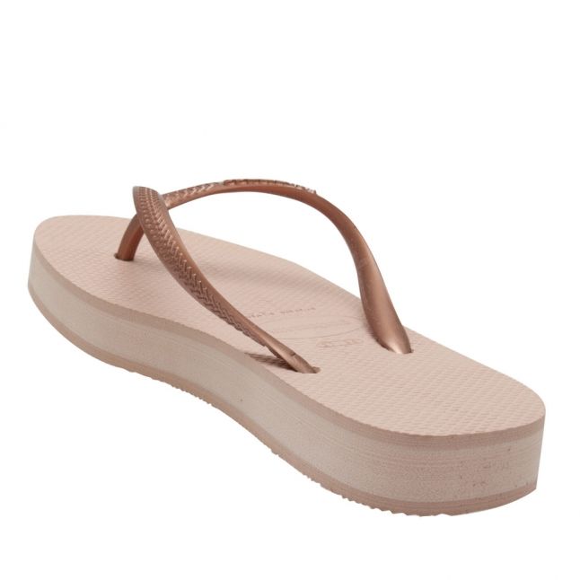 Womens Pink Porcelain Slim Flatform Flip Flops