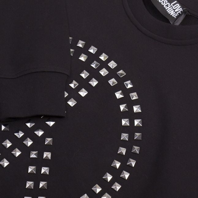 Mens Black Studded Sweat Top