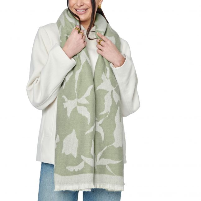 Womens Sage/Off White Blanket Abstract Floral Scarf