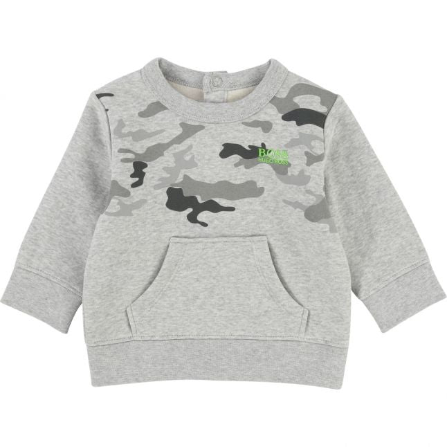 Toddler Grey Camo Crew Sweat Top