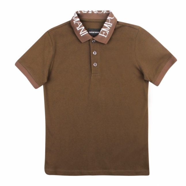 Boys Khaki Logo Collar S/s Polo Shirt