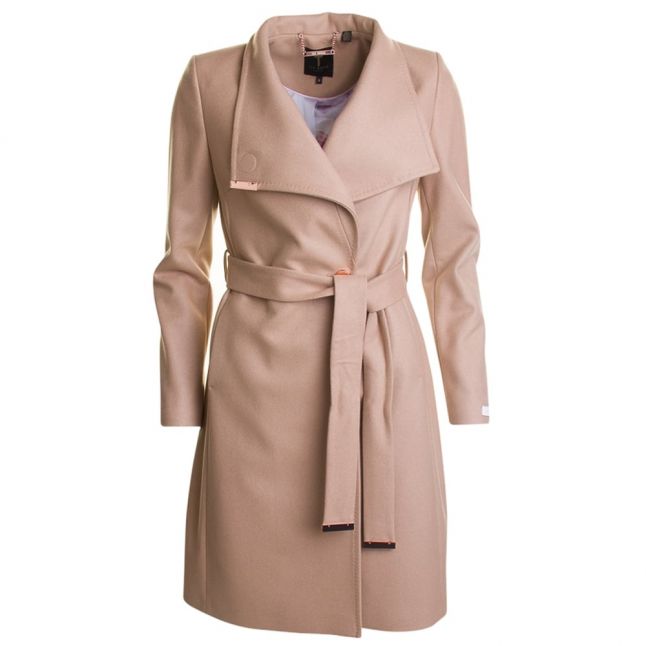 Womens Camel Kikiie Long Wrap Coat