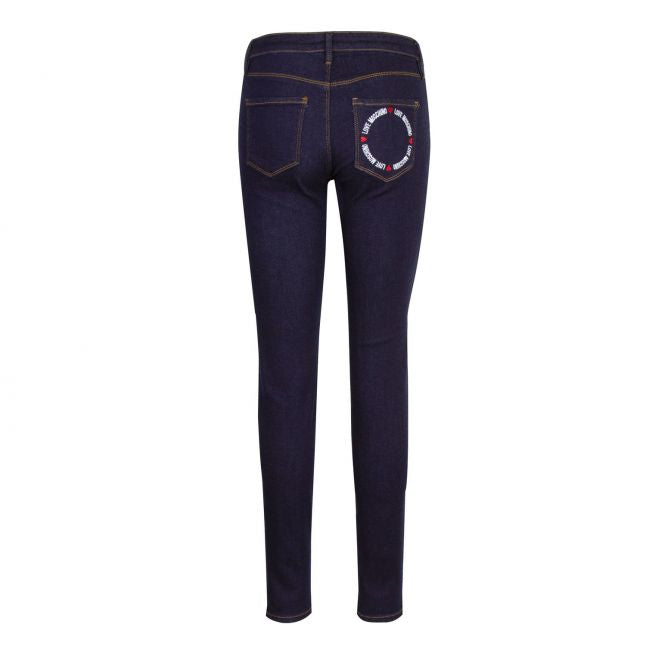 Womens Dark Blue Circle Skinny Jeans