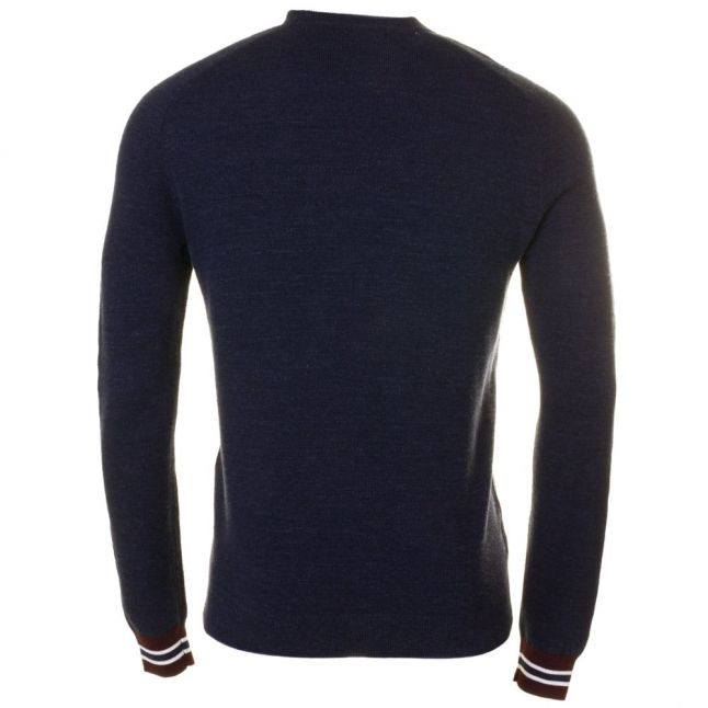 Mens Vintage Navy Textured Yarn Pique Knitted Jumper