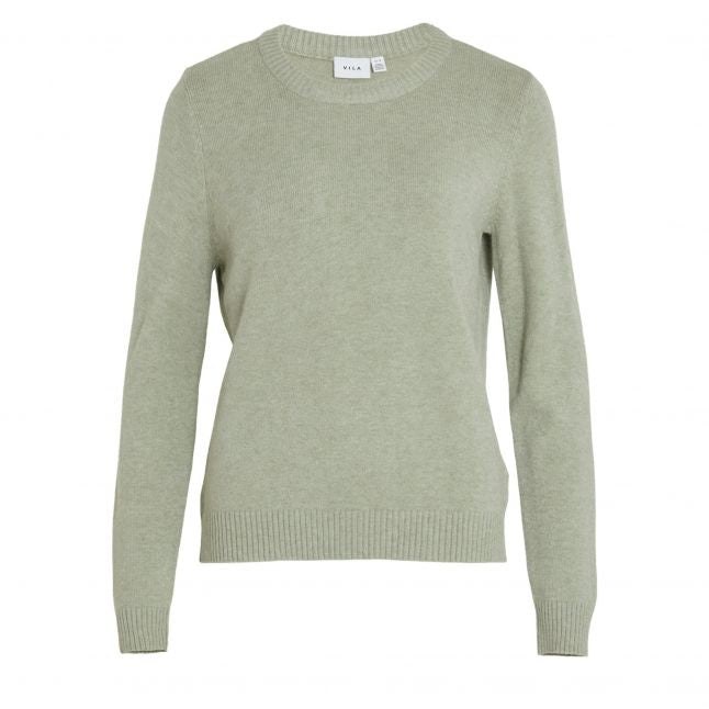 Womens	Oil Green Melange Viril Crew Neck Knit