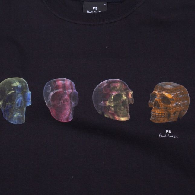 Mens Black Skull Print S/s T Shirt