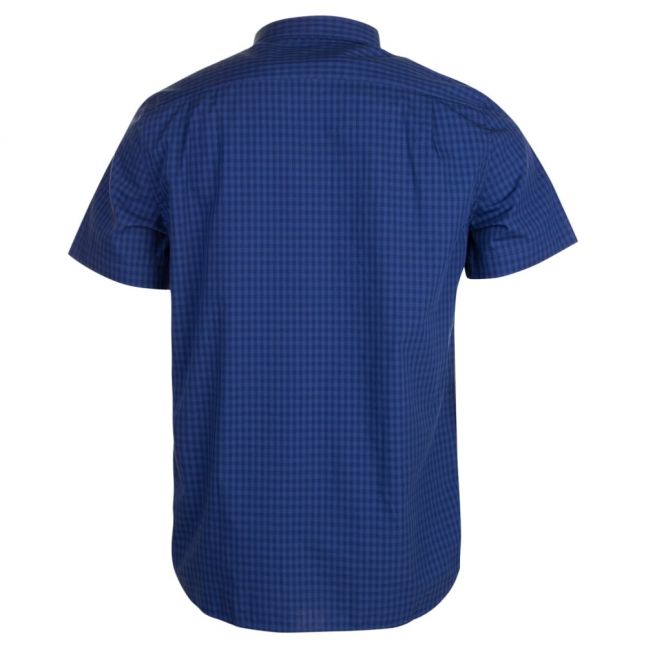 Mens Navy Gingham Regular Fit S/s Shirt