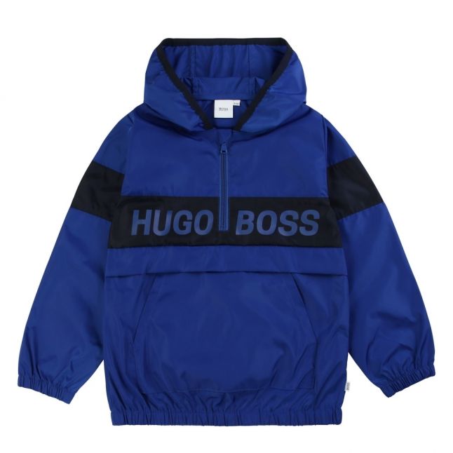 Boys Wave Blue Branded Overhead Packaway Jacket