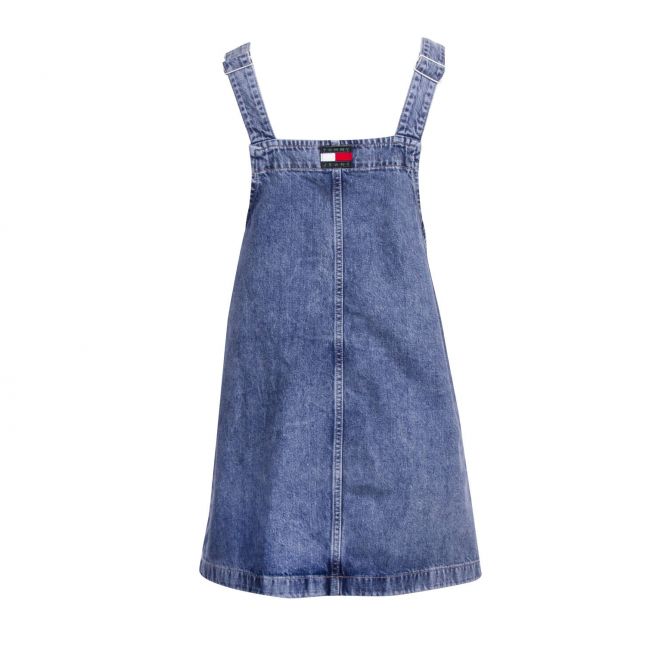 Womens Mid Blue Short Dungaree Dress