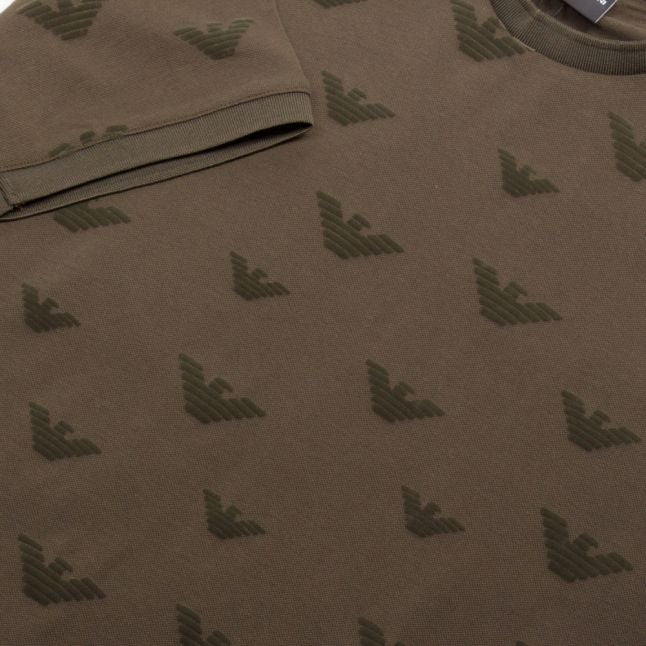 Mens Khaki Flock Eagle S/s T Shirt