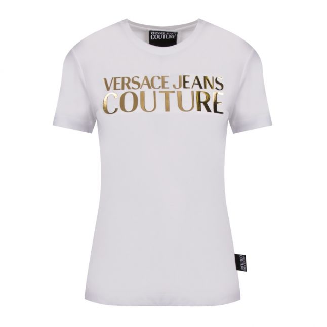 Womens White Metallic Logo Fitted S/s T Shirt