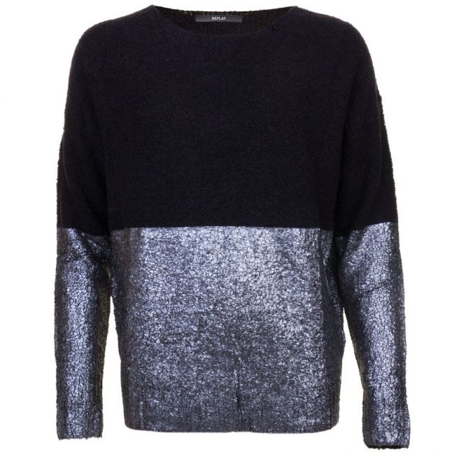 Womens Black Foil Detail Jumper