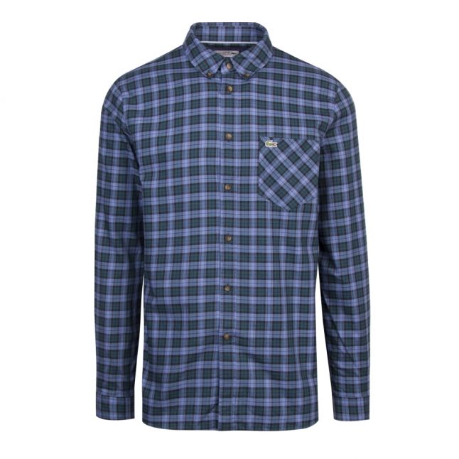 Mens Blue/Green Check Regular Fit L/s Shirt