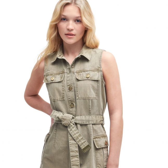 Womens Washed Khaki Tamsin Short Dress