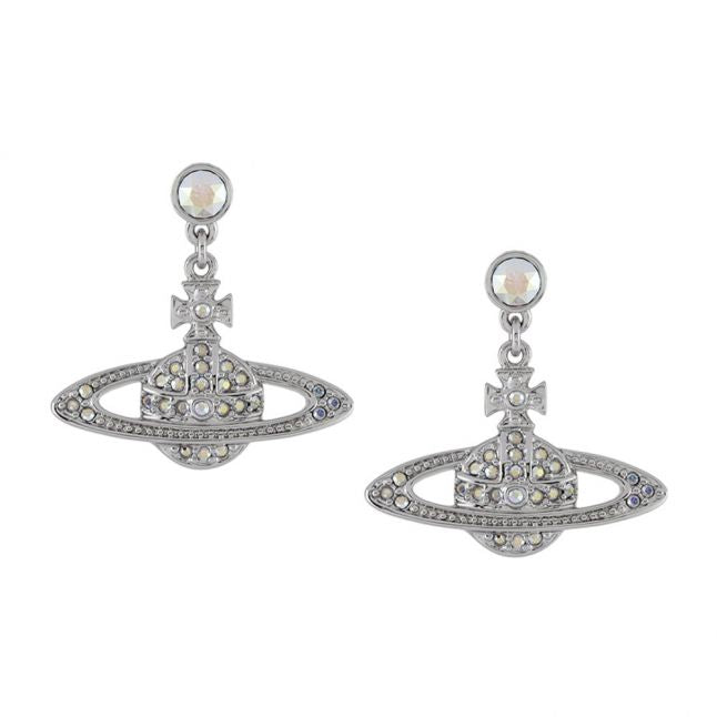 Womens Rhodium/Aurore Boreale Mini Bas Relief Drop Earrings