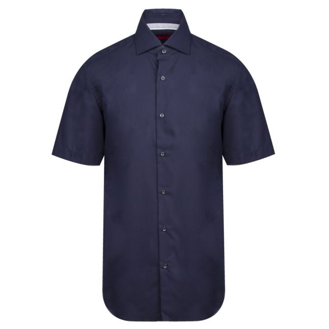 Mens Navy Veraldino Printed Trim Regular Fit S/s Shirt