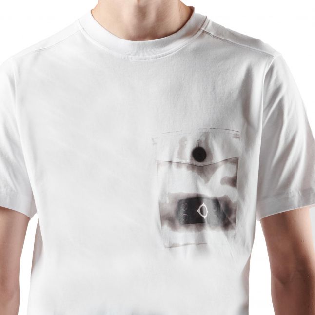 Mens Optic White Trompe-Loeil Pocket S/s T Shirt