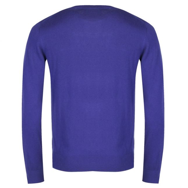 Mens Cobalt Blue Zebra Crew Neck Knitted Jumper